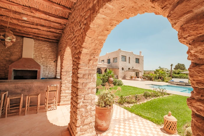Extérieur nuit de la Villa Aruba à Essaouira